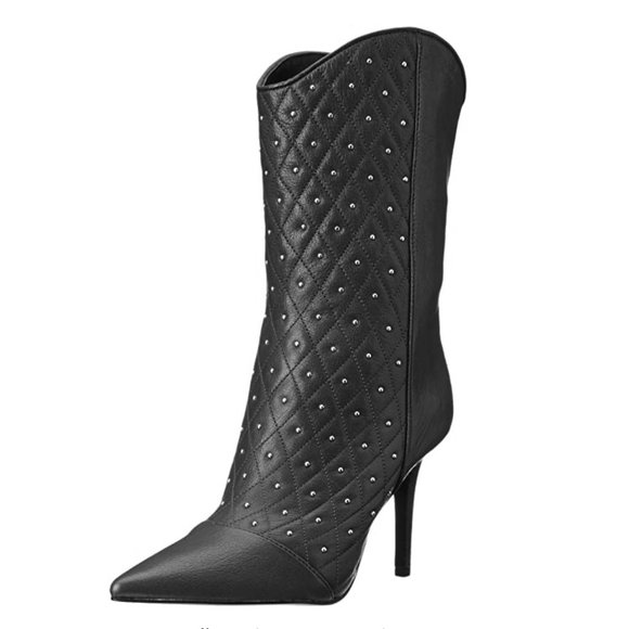 Nine West Black Studded Heeled Boots - Picture 6 of 9